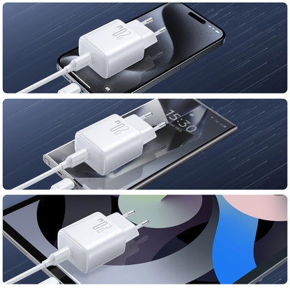 Network Charger with USB-C Cable Joyroom JR-TCF20, 20W, 3A, 1 x USB-C, White