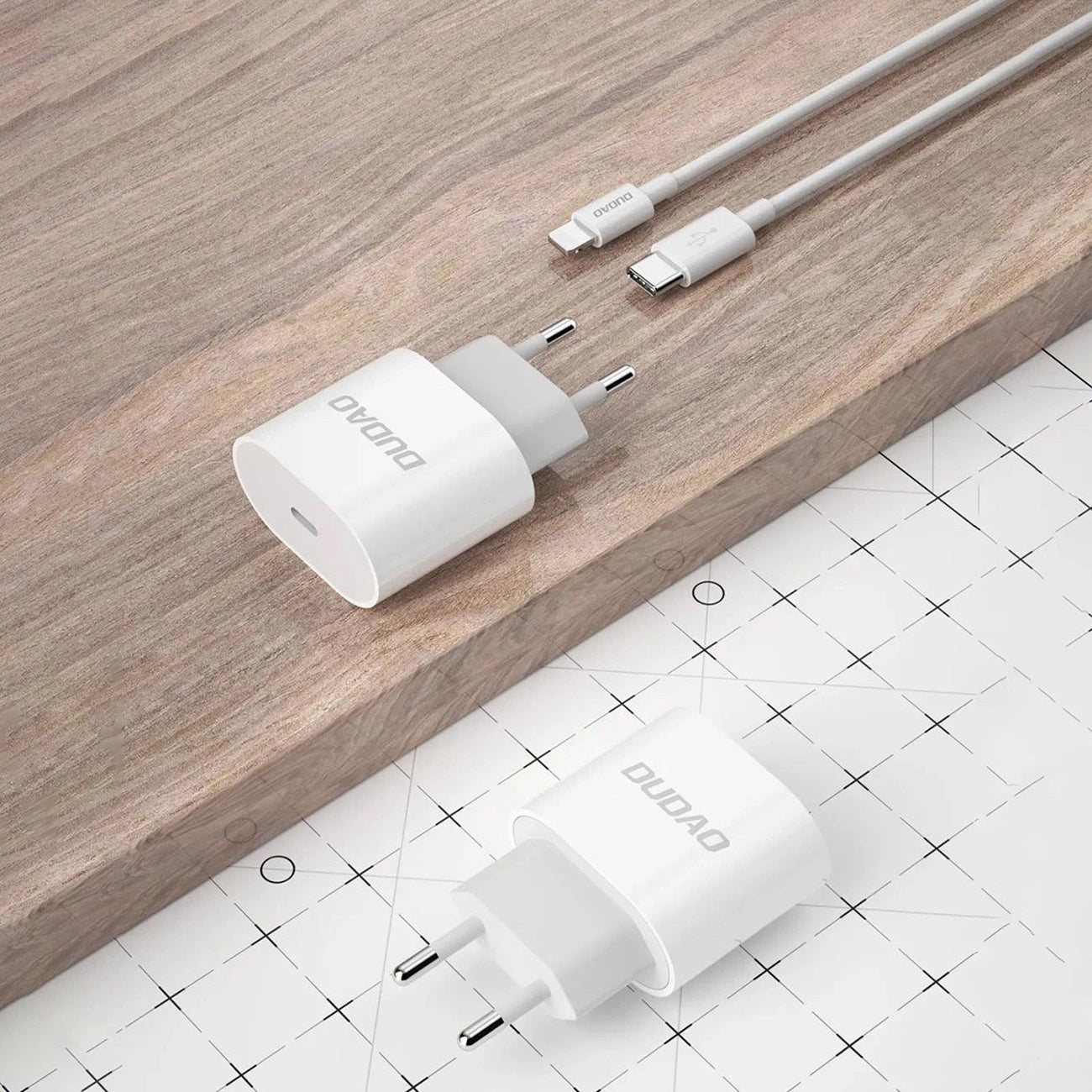 Network Charger with USB-C Cable Dudao A14EUC, 20W, 3A, 1 x USB-C, Black