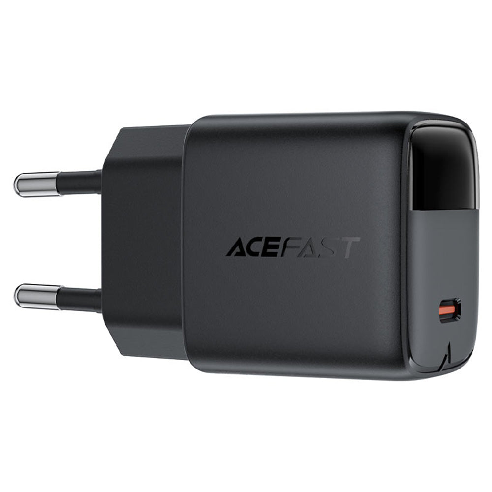 Acefast A113 USB-C Network Charger with Display, 20W, 3A, 1 x USB-C, Black