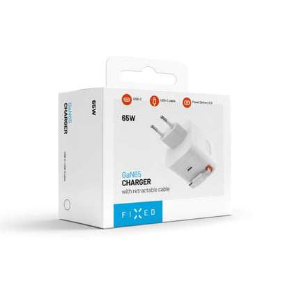 Fixed Network Charger with USB-C Cable, 65W, 3.25A, 1 x USB-C, Black