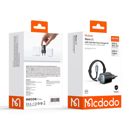 Mcdodo Nano CH-8262 USB-C Cable Wall Charger, 65W, 3.25A, 1 x USB-C, Black
