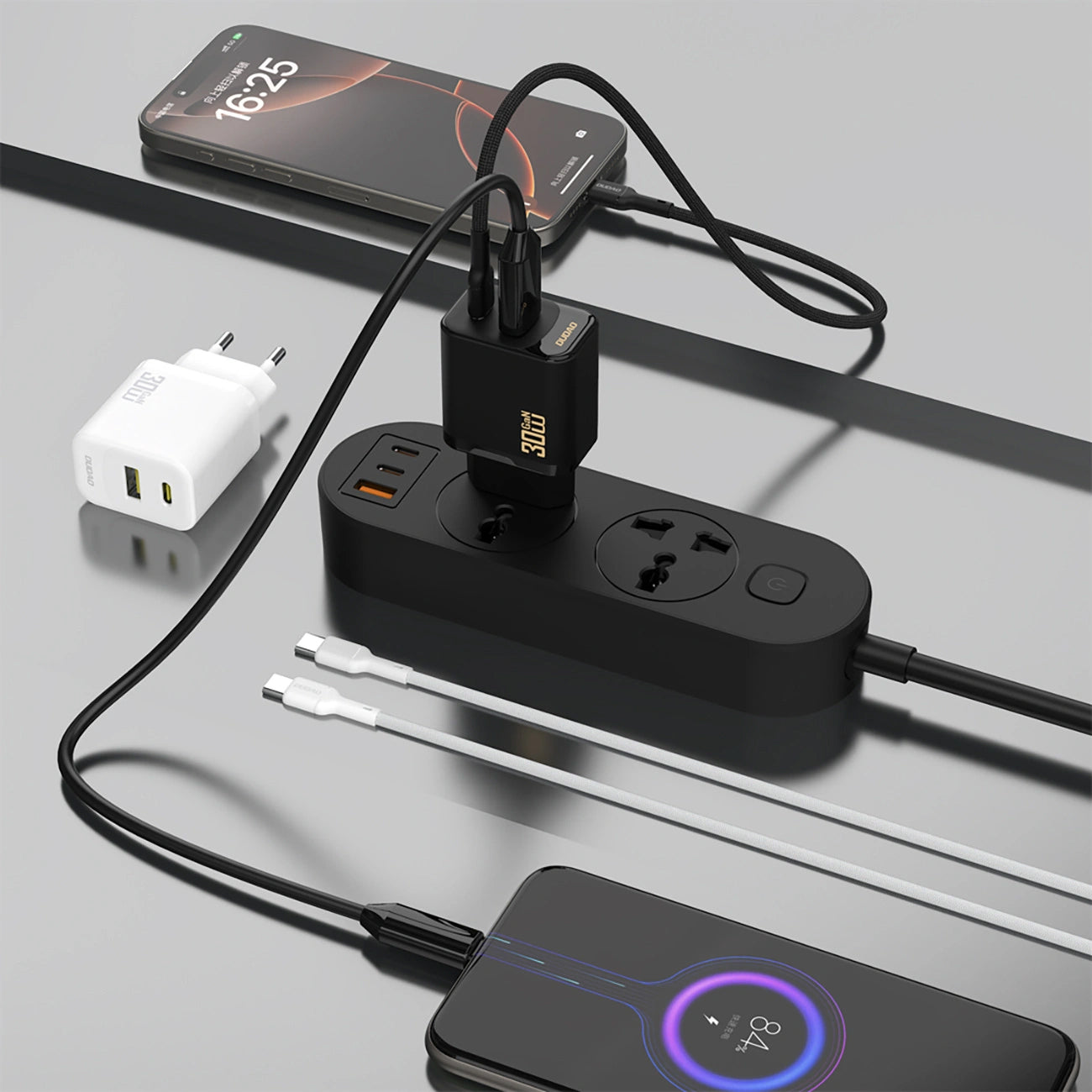 Dudao A27TEU Network Charger, 30W, 3A, 1 x USB-A - 1 x USB-C, Black