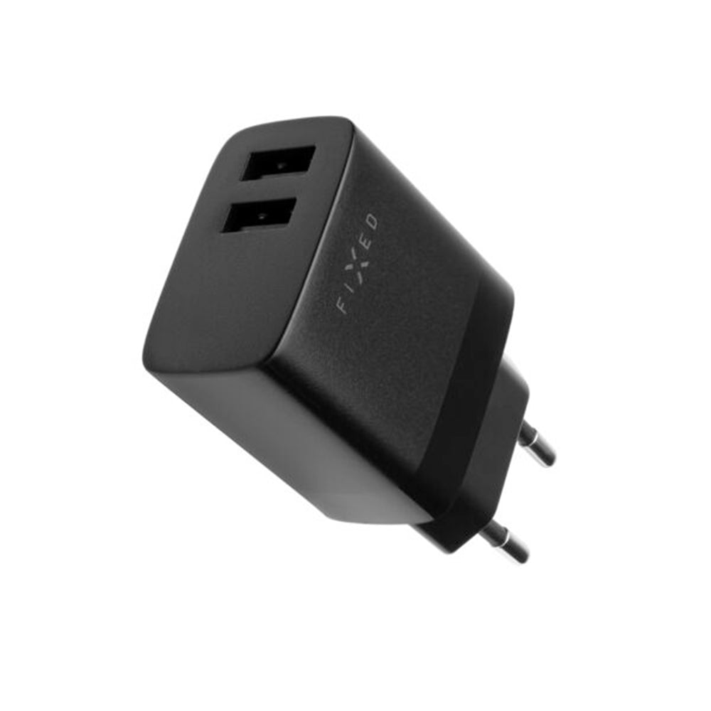 Fixed Network Charger, 17W, 3A, 2 x USB-A, Black