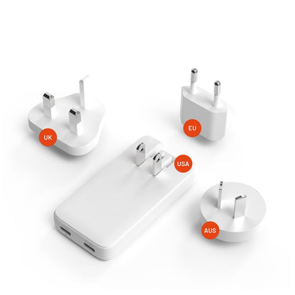 Fixed Travel Network Charger, 45W, 3A, 2 x USB-C, White