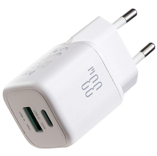 Joyroom JR-TG7 Network Charger, 33W, 3A, 1 x USB-A - 1 x USB-C, White