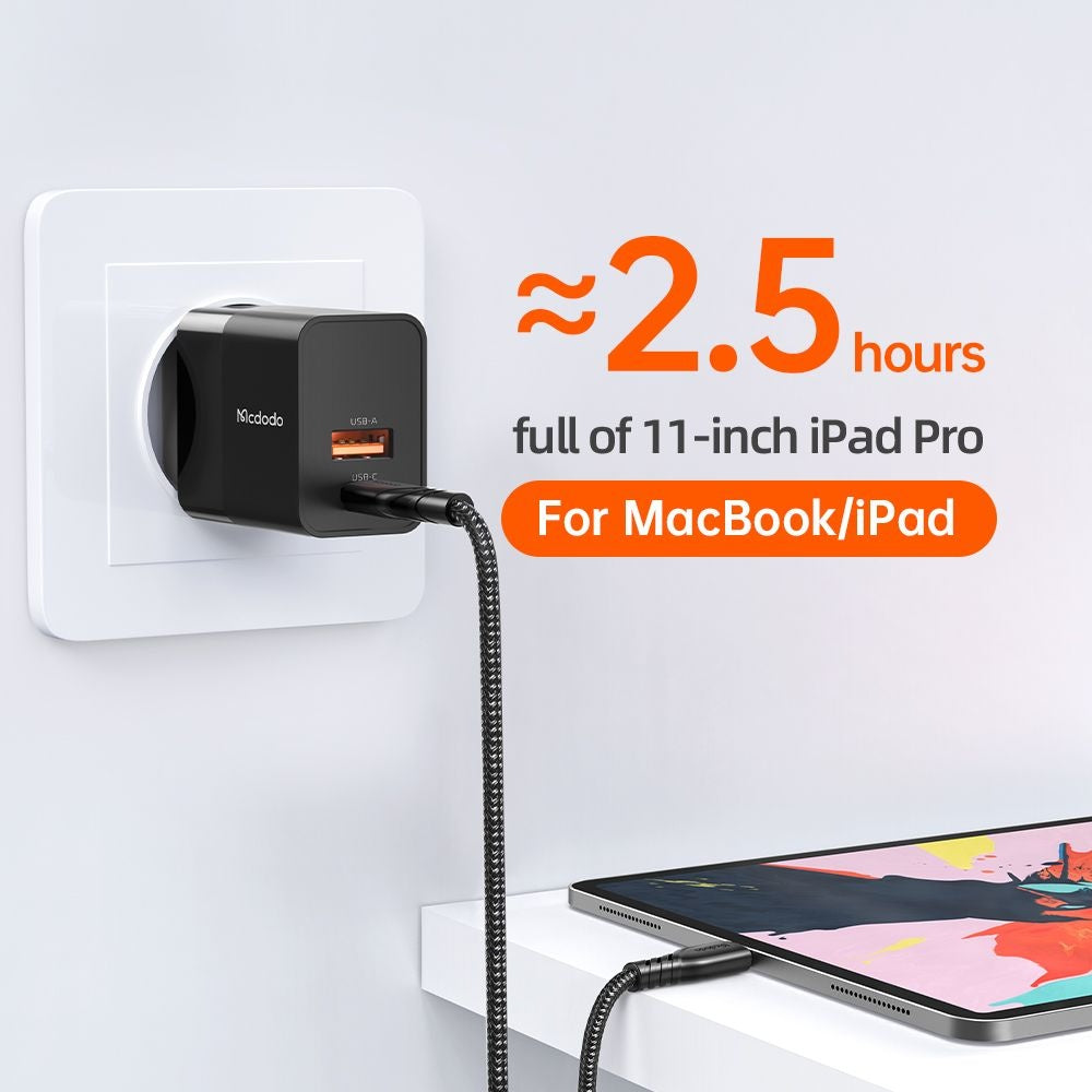 McDodo CH-1951 Hydrogen Network Charger, 20W, 3A, 1 x USB-A - 1 x USB-C, Black