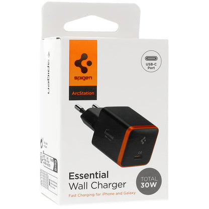 Spigen EE301EU Essential Wall Charger, 30W, 3A, 1 x USB-C, Black ACH08448
