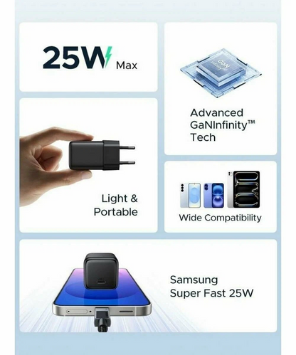 UGREEN X517 Network Charger, 25W, 3A, 1 x USB-C, Black