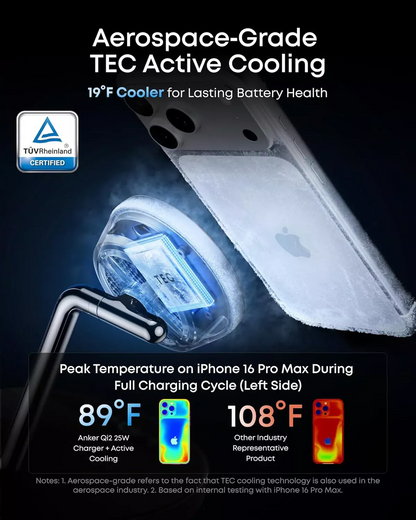 Anker Prime MagGo AirCool 3in1 Wireless Network Charger, 25W, Black B25X7G11
