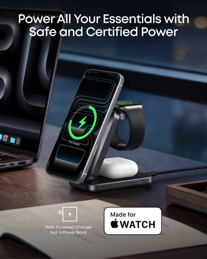 Anker Prime MagGo 3in1 Wireless Charger, 25W, Black A25N1