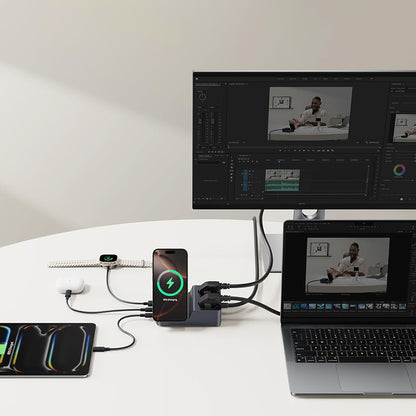 Baseus Nomos ND11 QI 6in1 Charging Station, 67W, 3.35A, 1 x USB-A - 2 x USB-C - 2 x Schuko, Black P80015804213-00