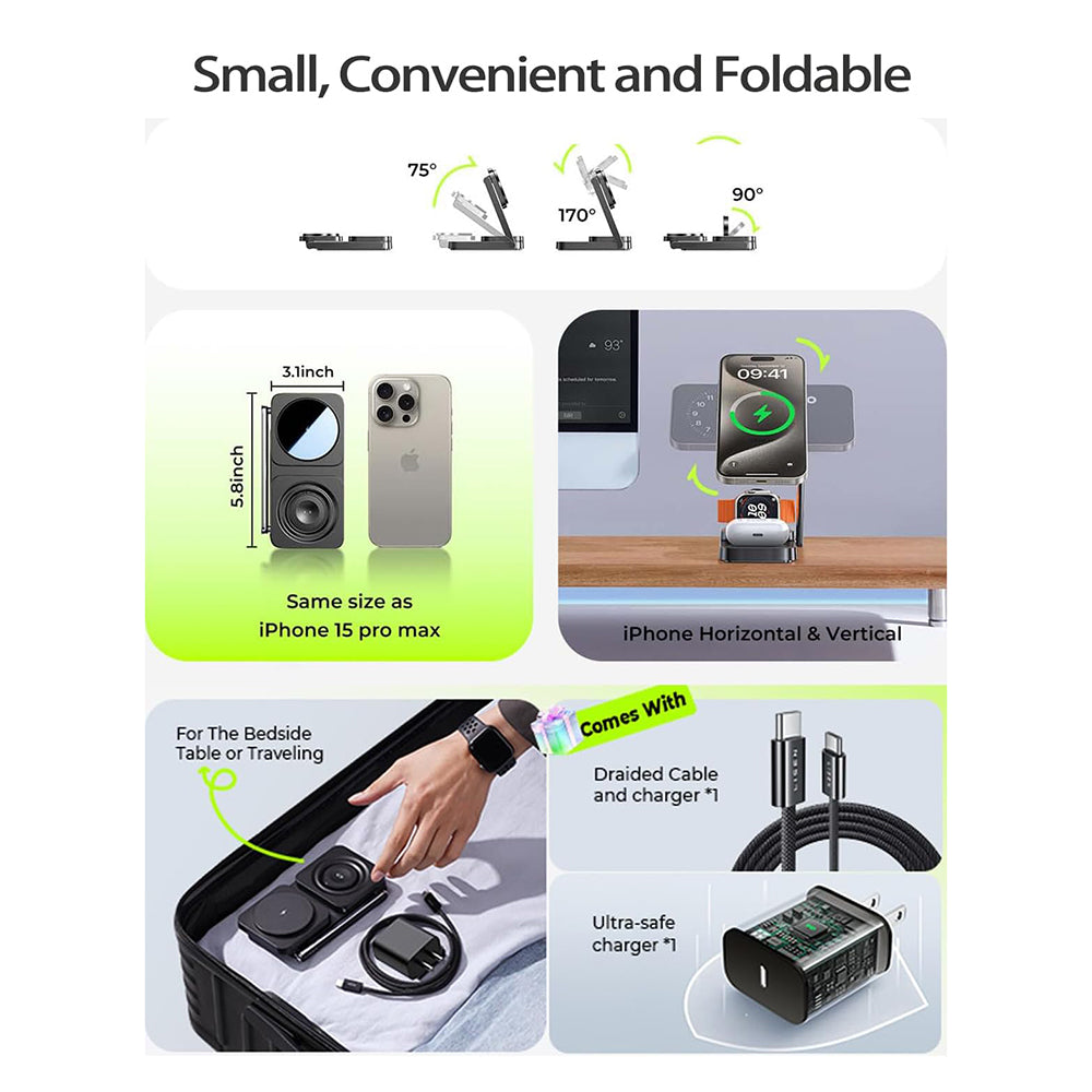 Lisen 3in1 Wireless Network Charger, 15W, 1.67A, Black YL0424010003