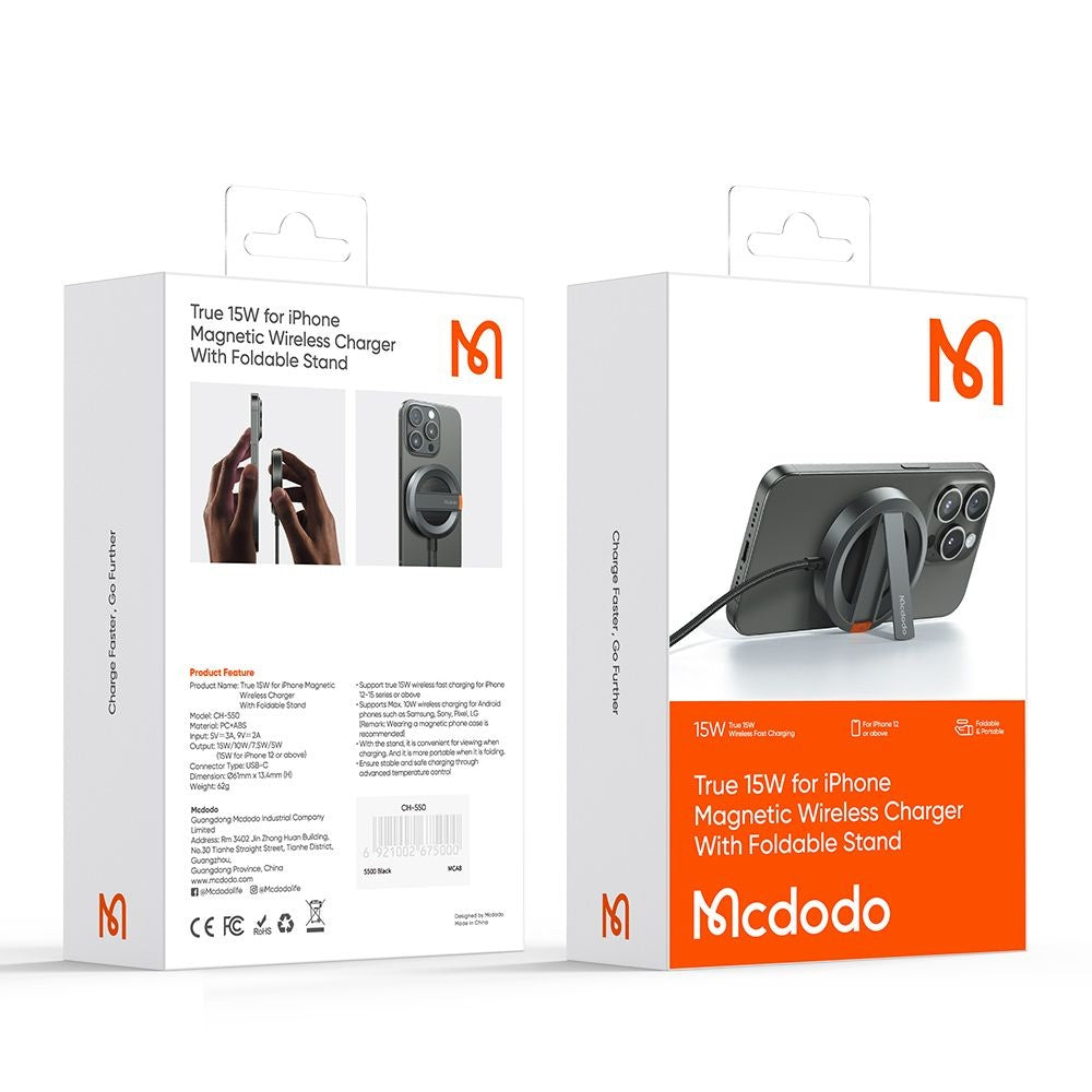 McDodo CH-5500 Wireless Network Charger, 15W, 1.67A, Gray