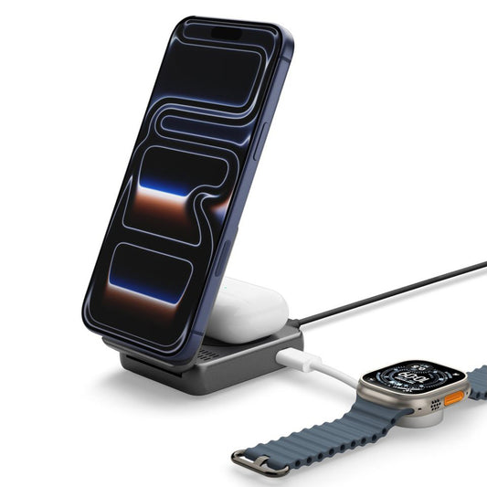 Spigen EF302MOQ 3in1 Wireless Network Charger, 25W, 1 x USB-C, Gray