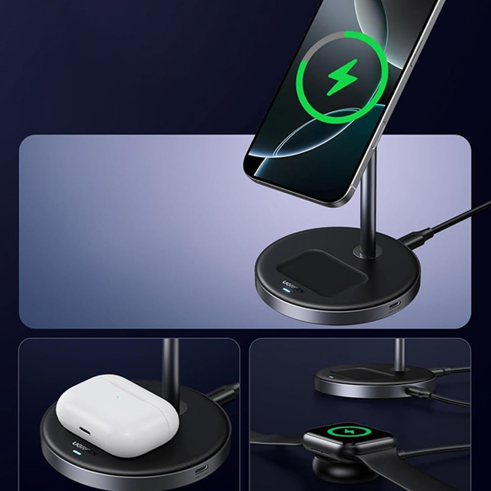 UGREEN W710 3in1 Wireless Network Charger, 20W, 1.67A, 1 x USB-C, Black