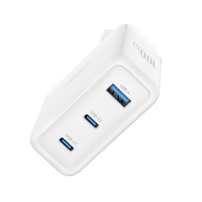 XO Design CE35 Network Charger, 100W, 5A, 1 x USB-A - 2 x USB-C, White