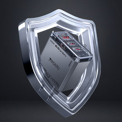 Yesido YC101 Network Charger, 65W, 3.25A, 1 x USB-A - 2 x USB-C, Black