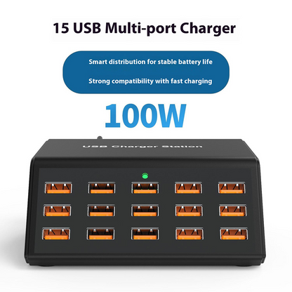 OEM HW15 Station Charger, 100W, 2A, 15 x USB-A, Black
