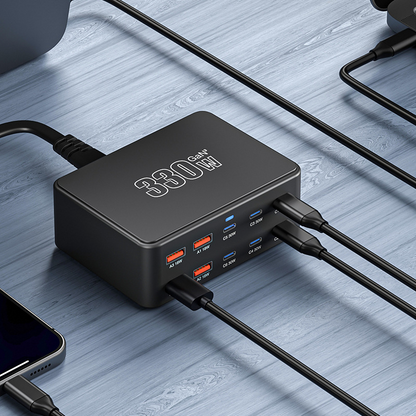OEM HW66 Station Charger, 330W, 5A, 4 x USB-A - 6 x USB-C, Black