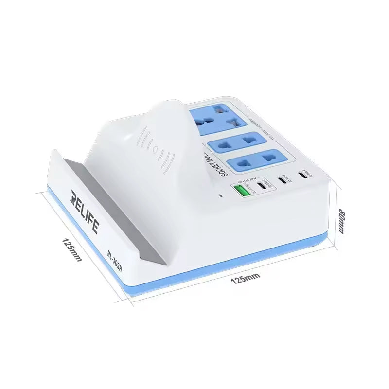 Relife RL-309H QI Station Charger, 72W, 1 x USB-A - 3 x USB-C, White