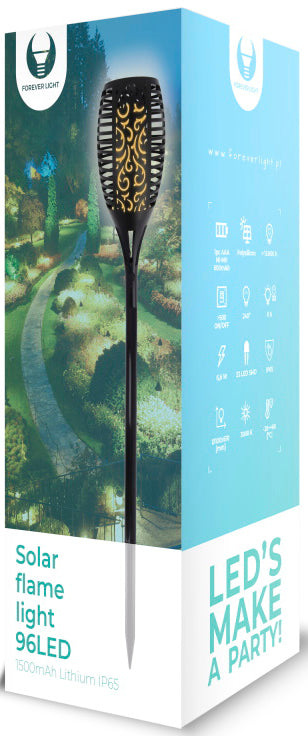 Forever Solar Lamp, 96Led, 2800K, IP65, Black