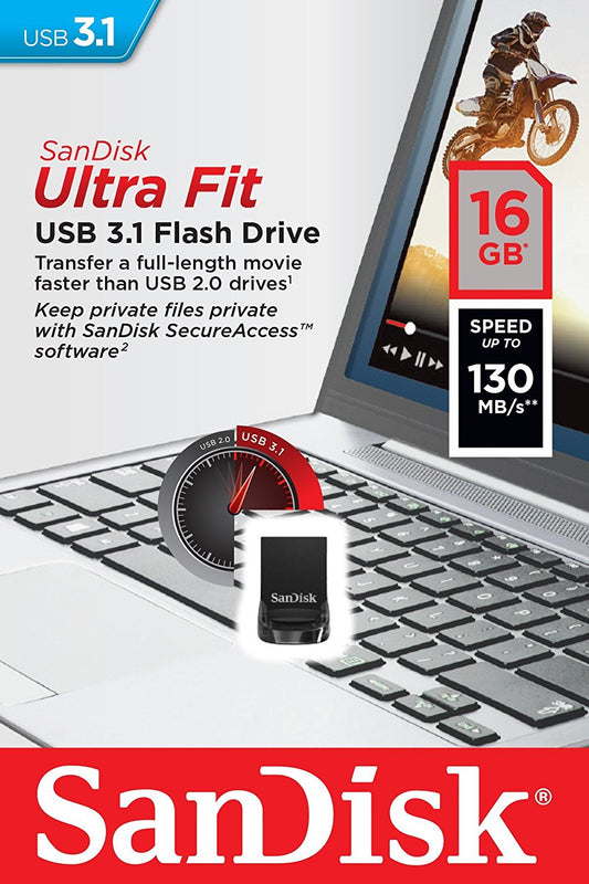 External USB-A 3.1 Memory SanDisk Ultra Fit, 16Gb SDCZ430-016G-G46