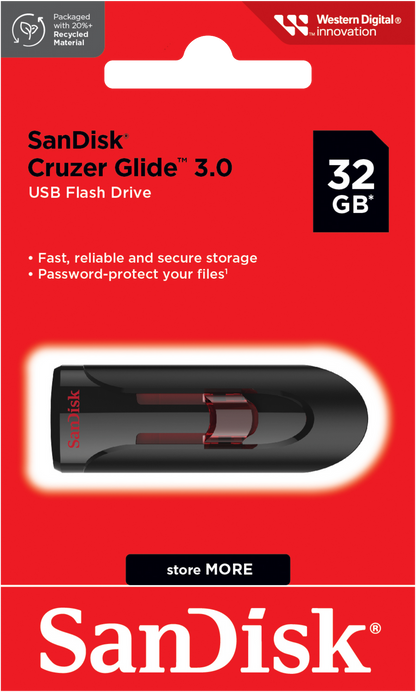 External USB-A 3.0 Memory SanDisk Cruzer Glide, 32Gb SDCZ600-032G-G35