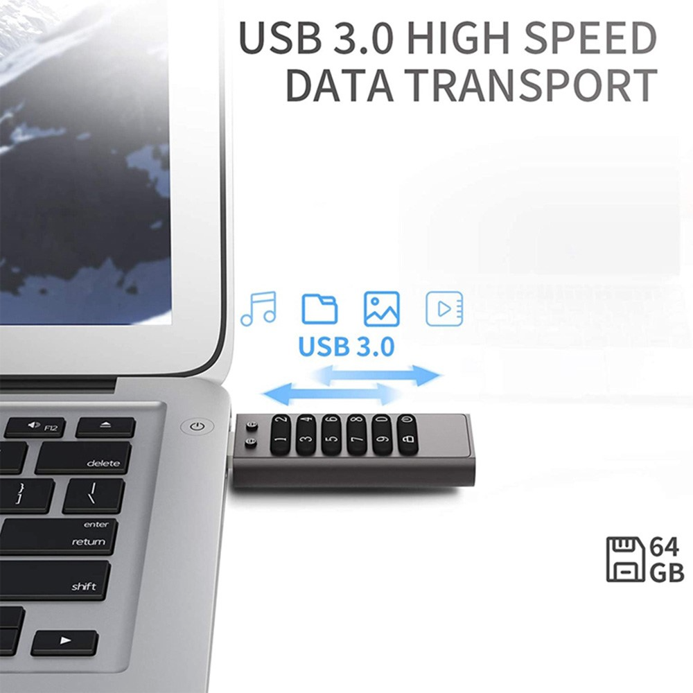 External USB-A 3.0 OEM XC002 KeySecure Memory, 64Gb