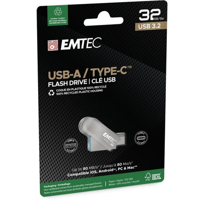 External Memory USB-A 3.2 / USB-C Emtec D280 Dual, 32Gb ECMMD32GD28