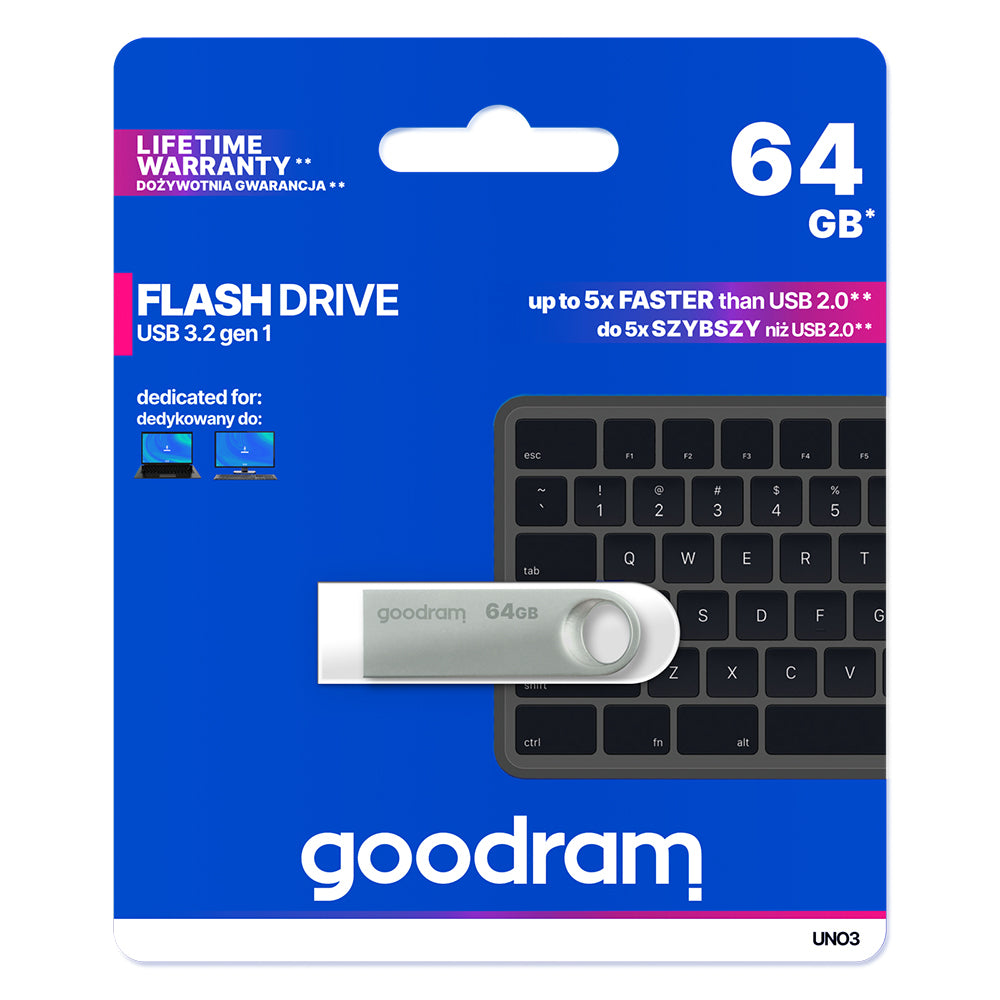 External USB-A 3.2 GoodRam UNO3 Memory, 64Gb