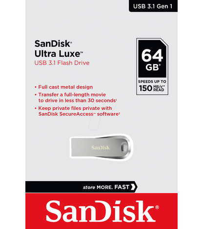 External USB-A 3.2 Memory SanDisk Ultra Luxe, 64Gb SDCZ74-064G-G46