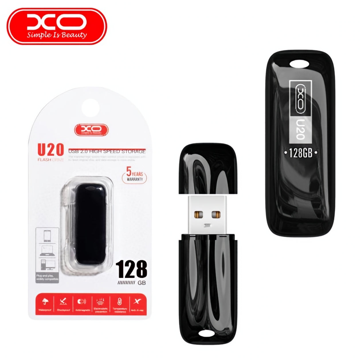 XO Design U20 USB-A External Memory, 128Gb