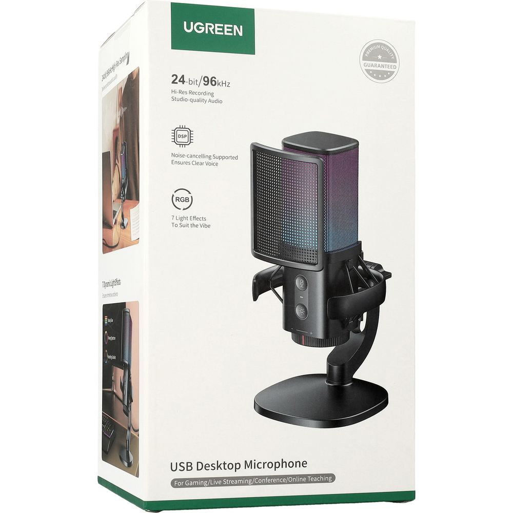 UGREEN CM581 Cardioid Microphone (65629), RGB, USB-C, 1.5m, Black