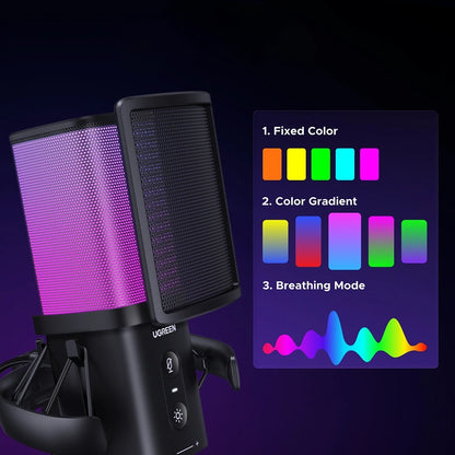 UGREEN CM581 Cardioid Microphone (65629), RGB, USB-C, 1.5m, Black