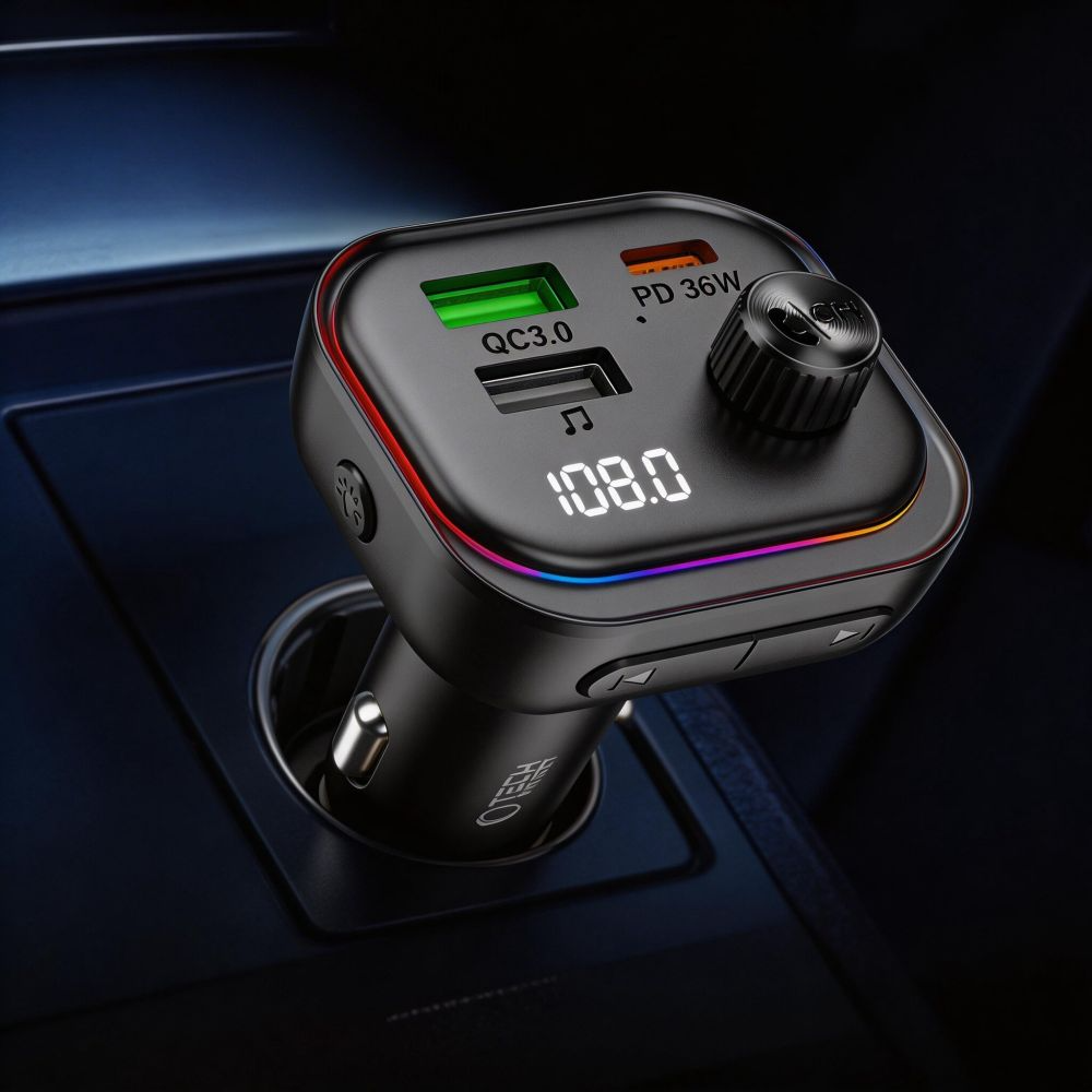 Tech-Protect CC07 Bluetooth FM Modulator, 2 x USB-A - 1 x USB-C