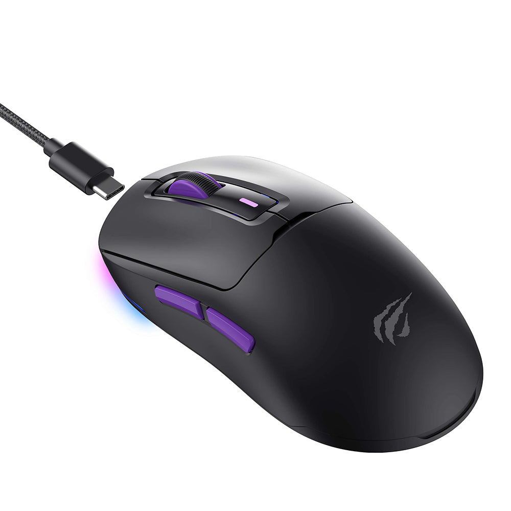 HAVIT MS969WB Wireless Gaming Mouse, RGB, 1000DPI - 16000DPI, BT / Wi-Fi / Wired, Black
