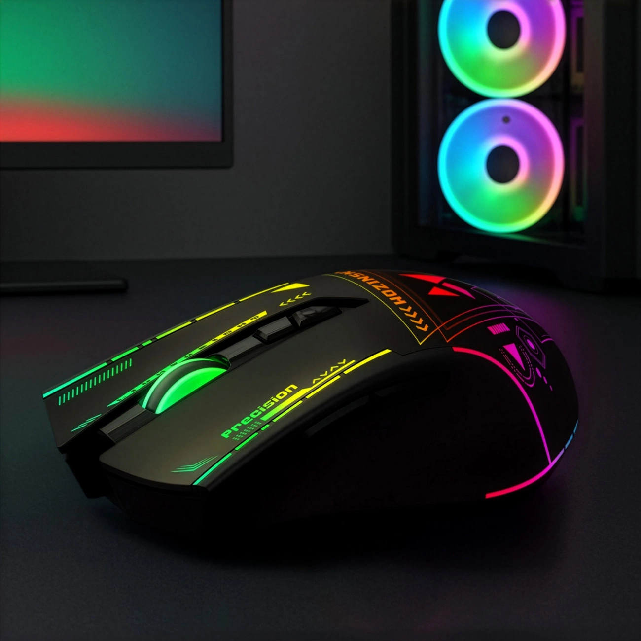 Wireless Gaming Mouse WZK WMGB-3200, 3200DPI, RGB, Black