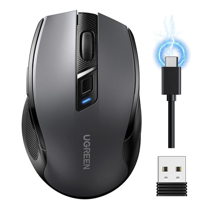 UGREEN MU006S Wireless Mouse (85082), 4000DPI, BT / Wi-Fi, Gray
