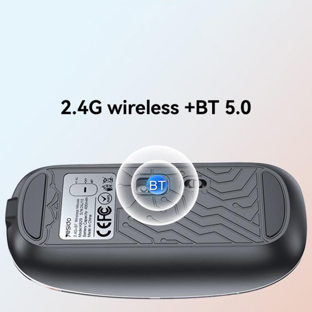 Yesido KB29 Wireless Mouse, 800DPI - 1600DPI, BT / Wi-Fi, White
