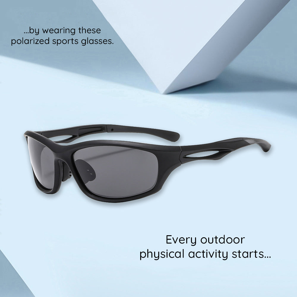 Unisex Cycling Glasses Techsuit 9309, Polarized, Black Gray