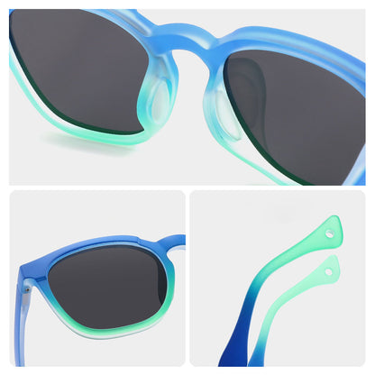 Techsuit 691 Kids Sunglasses, Polarized, UV Protection, Black Blue Green Gradient