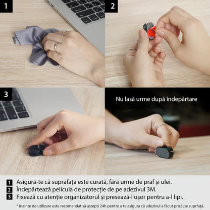 Ringke Cable Organizer, Set of 6 Pieces, Black