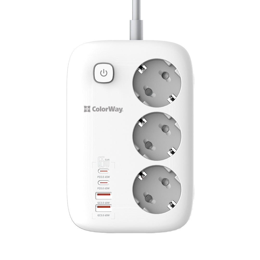 ColorWay Extension Cord, 3 x Schuko, White