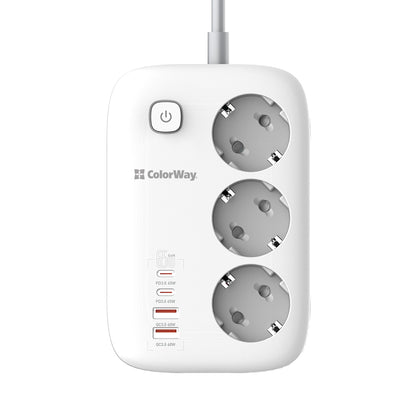ColorWay Extension Cord, 3 x Schuko, White
