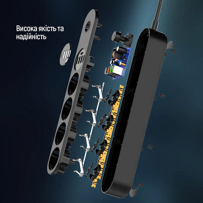 ColorWay Extension Cord, 4 x Schuko, Black