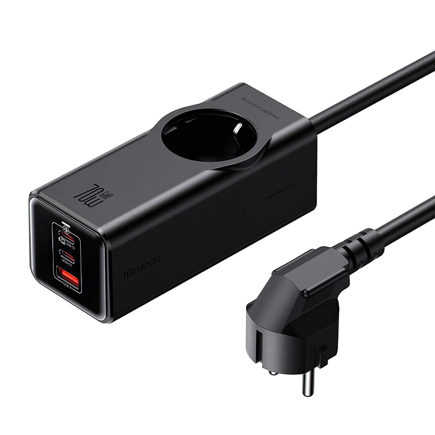 McDodo CH-4620 Extension Cord, 1 x Schuko, Black