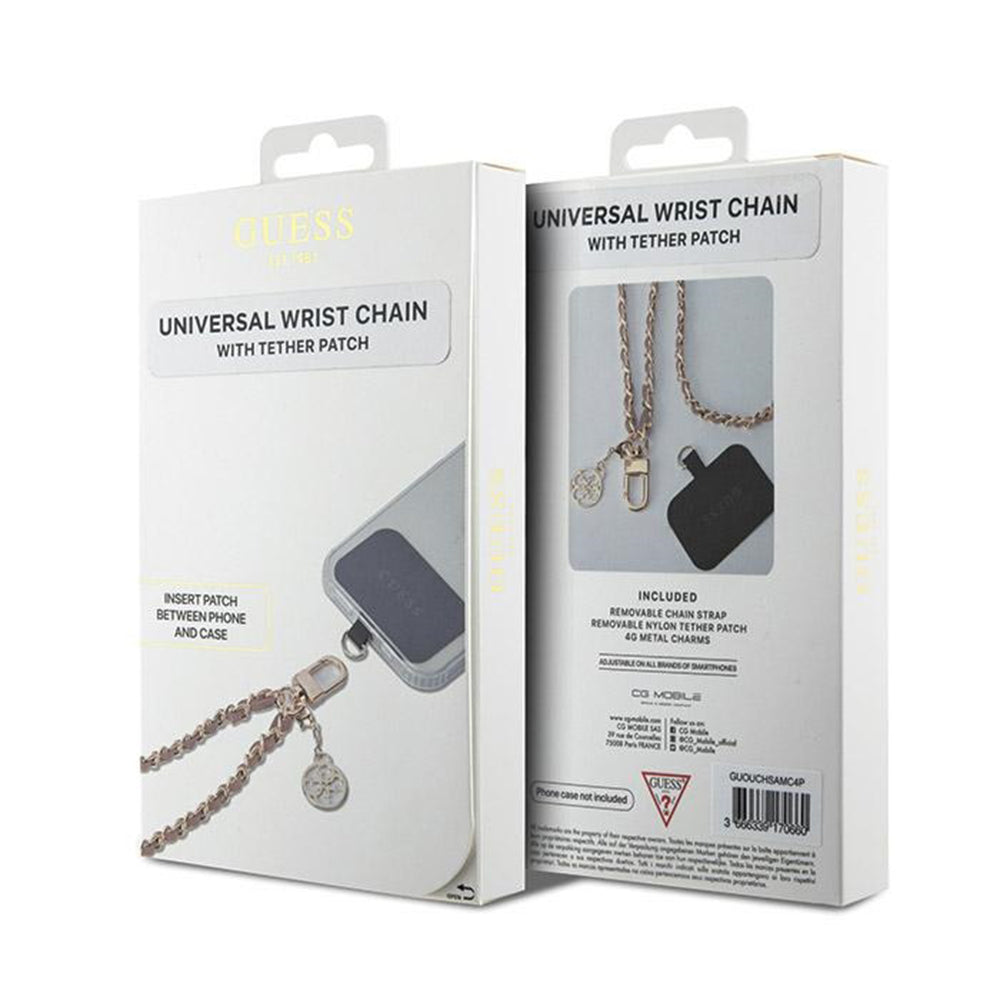 Guess Saffiano 4G Charm Phone Lanyard, Black