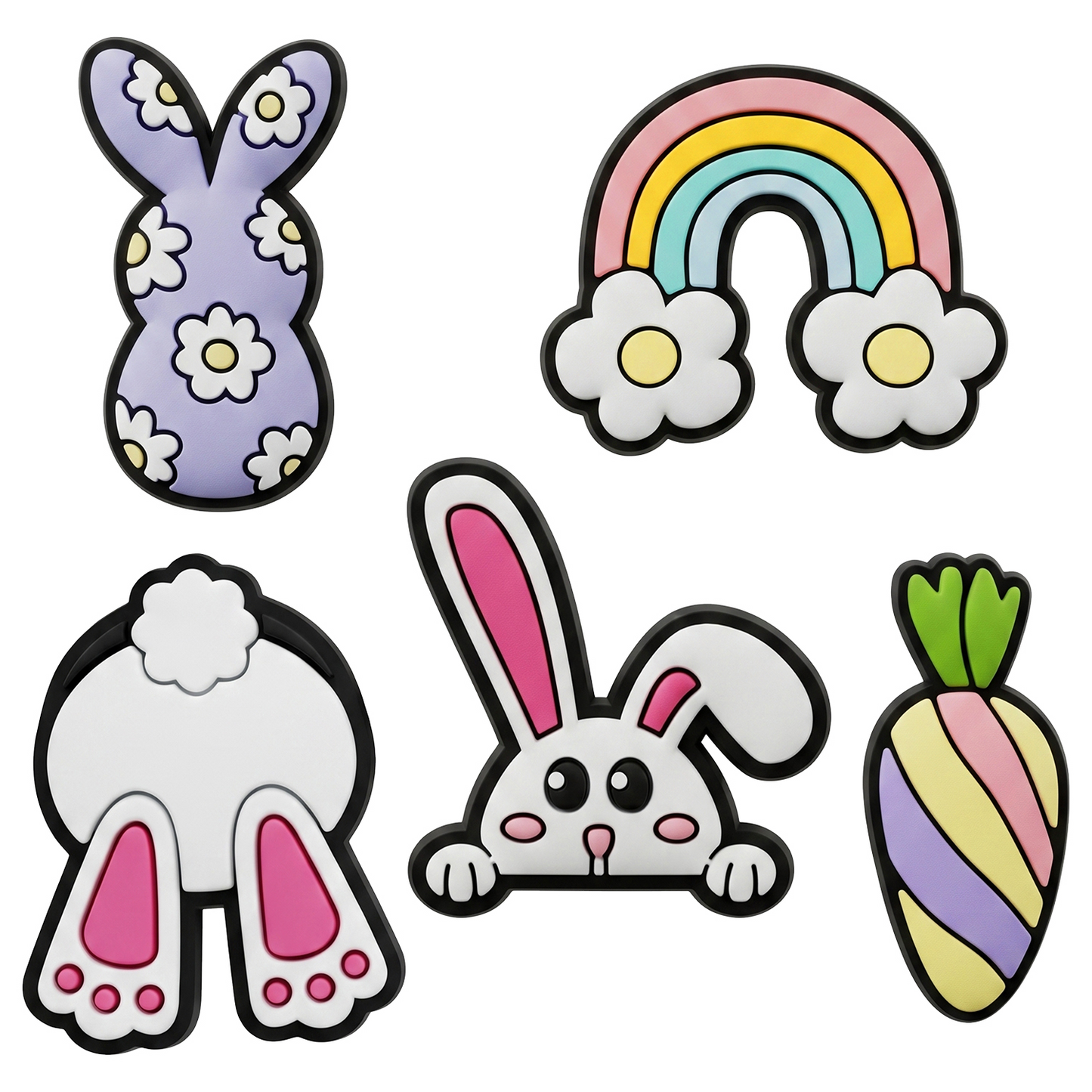 3D OEM Bunny Sticker for Phone / Tablet Case, Set of 5, Multicolor