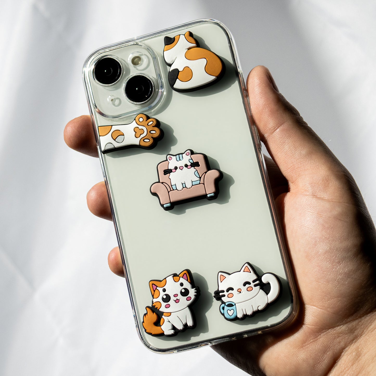 3D OEM Cat Sticker for Phone / Tablet Case, Set of 5, Multicolor