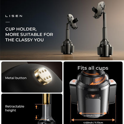 Lisen Car Holder, 4.7inch - 7.2inch, Black YL0220100001